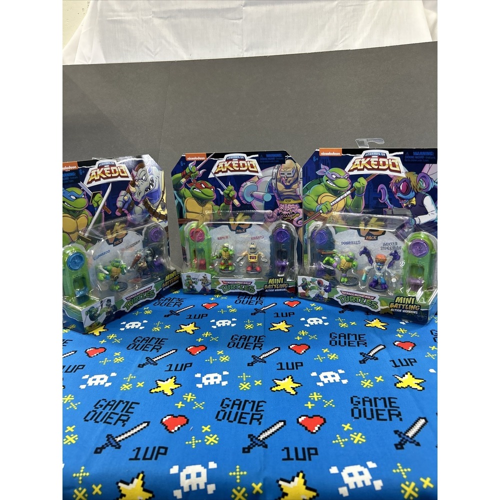 Lot Of 3. TMNT Legends of AKEDO Raphael vs Kraang Mini Battling Arena Figures